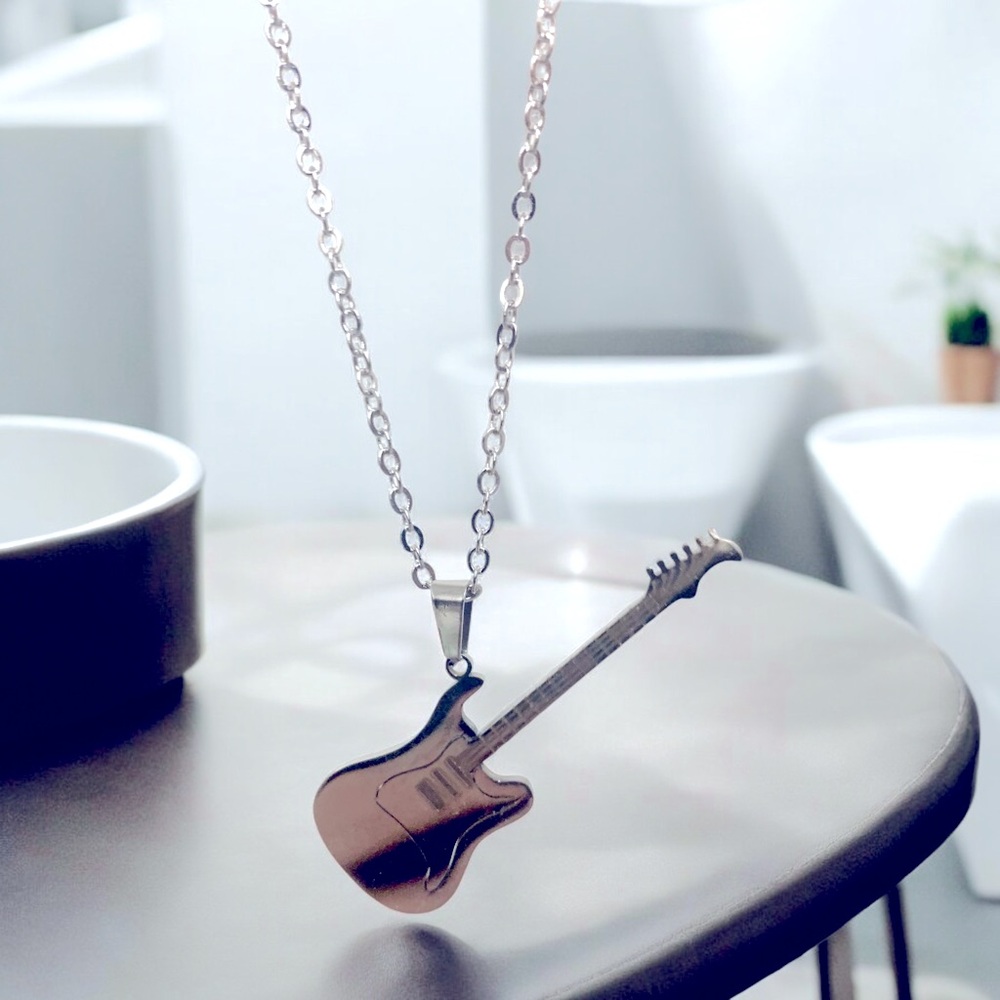 Stainless steel chain with electric guitar pendant